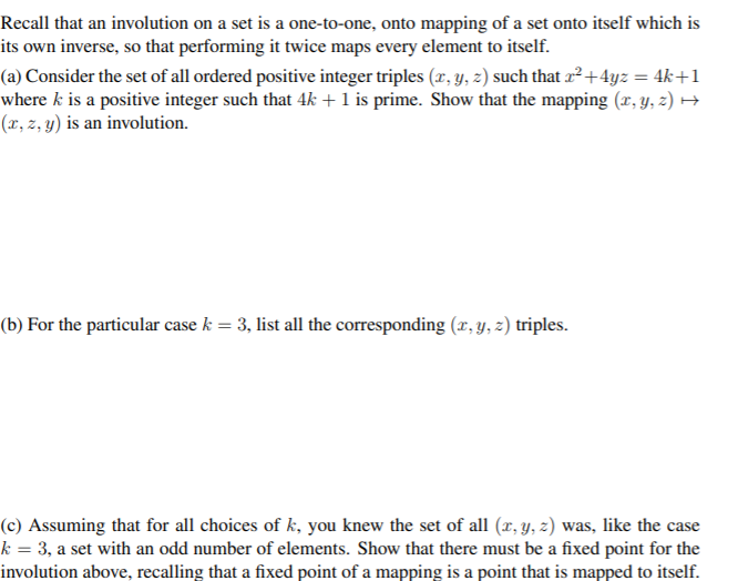 Solved Recall that an involution on a set is a one-to-one, | Chegg.com