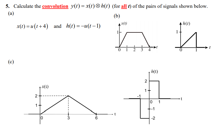 Solved 5 Calculate The Convolution Y T X T H T For A Chegg Com