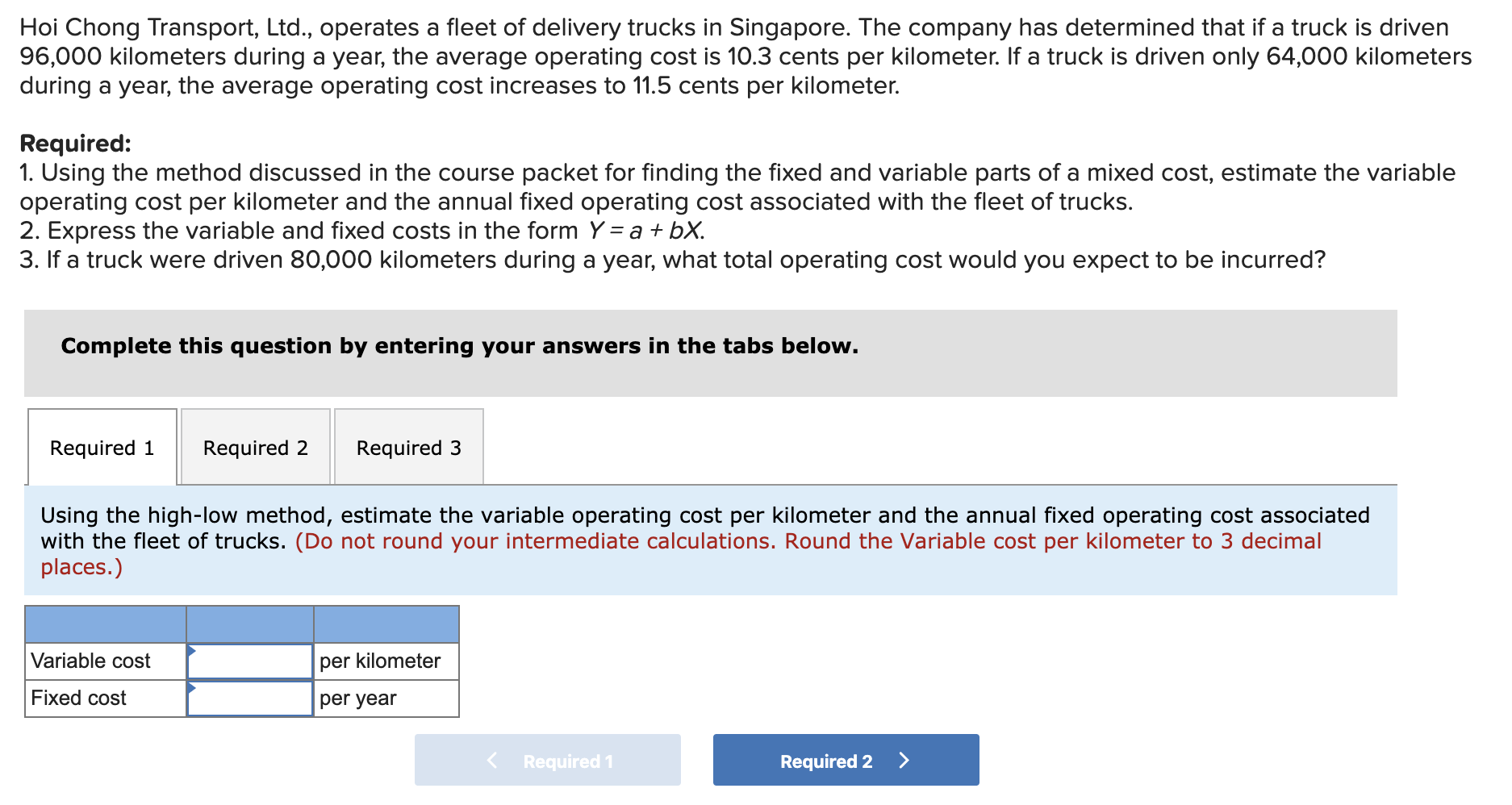 Solved Hoi Chong Transport, Ltd., operates a fleet of | Chegg.com