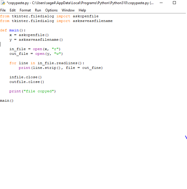 Solved making a copy-paste program and keep getting the | Chegg.com