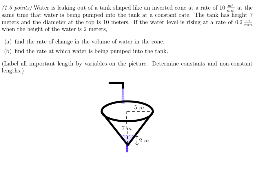Solved (1.5 points) Water is leaking out of a tank shaped