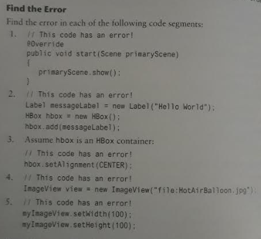 Solved Find The Error Find The Error In Each Of The | Chegg.com