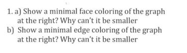 Solved 1. a) Show a minimal face coloring of the graph at | Chegg.com