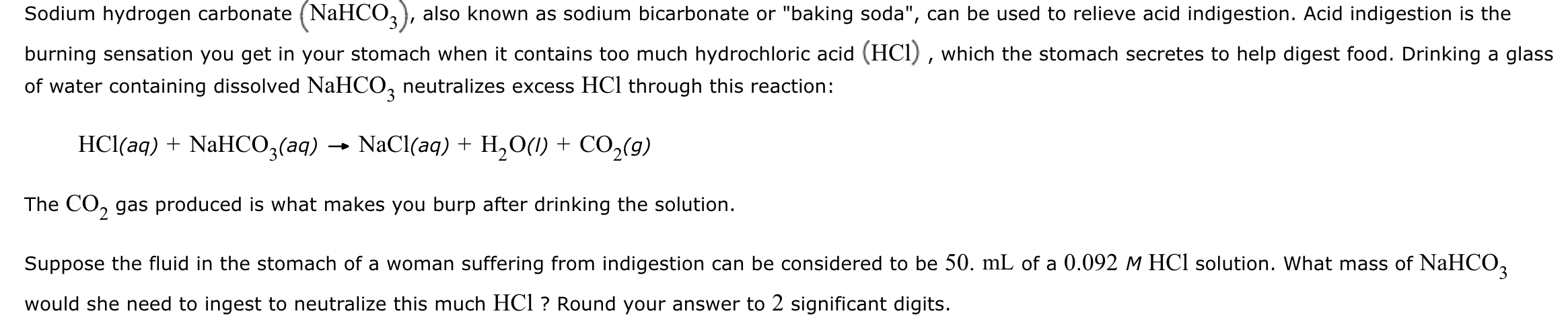 Solved Sodium hydrogen carbonate (NaHCO3), also known as | Chegg.com