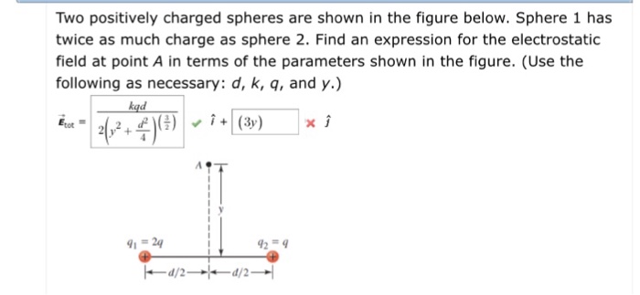 Solved Two Positively Charged Spheres Are Shown In The | Chegg.com