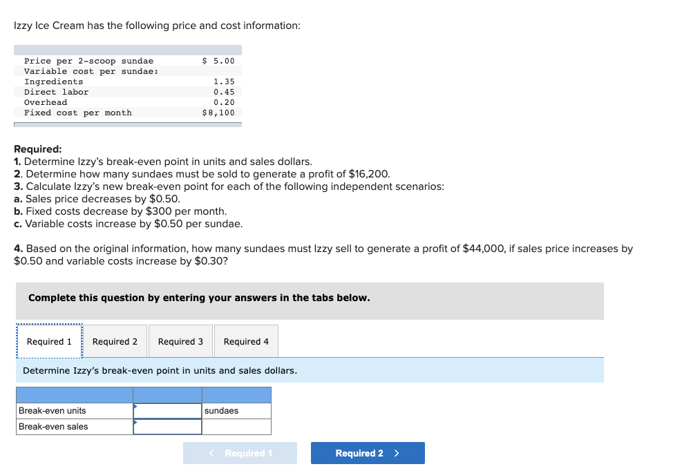 Solved Izzy Ice Cream has the following price and cost | Chegg.com