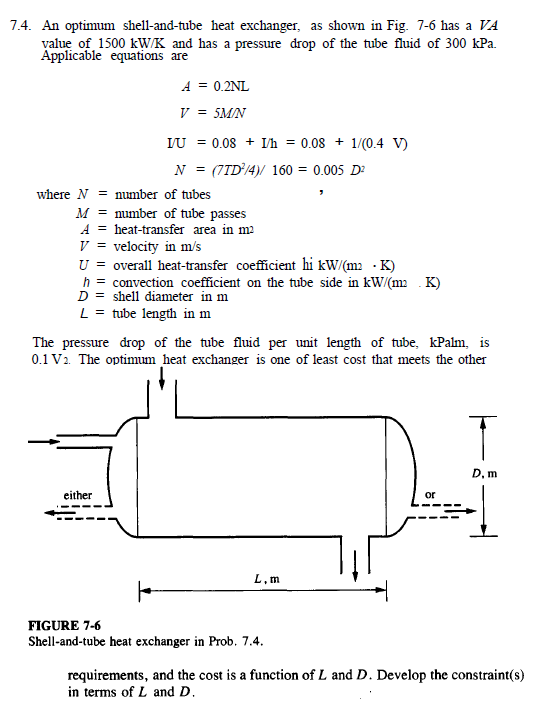 7.4. An Optimum Shell-and-tube Heat Exchanger, As | Chegg.com