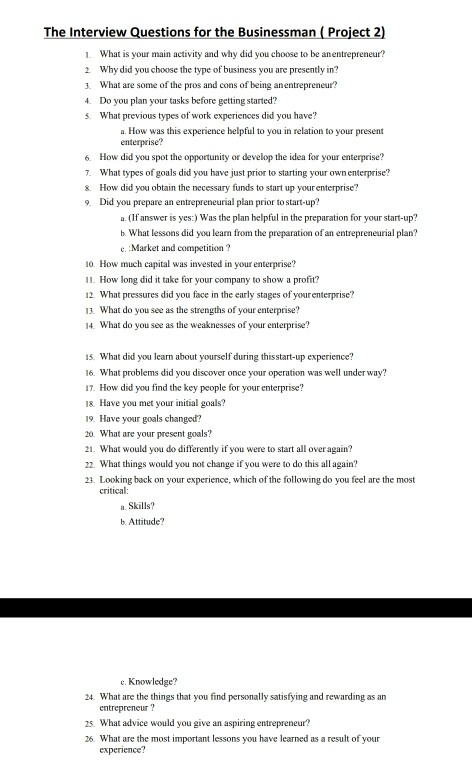 entrepreneur assignment questions