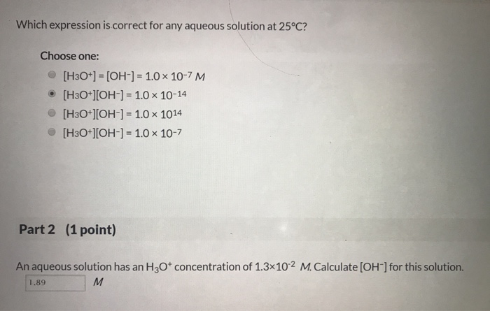 Solved Which Expression Is Correct For Any Aqueous Solution