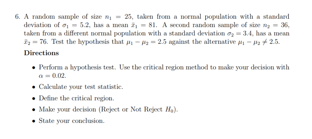 Solved 6. A random sample of size n -25, taken from a normal | Chegg.com