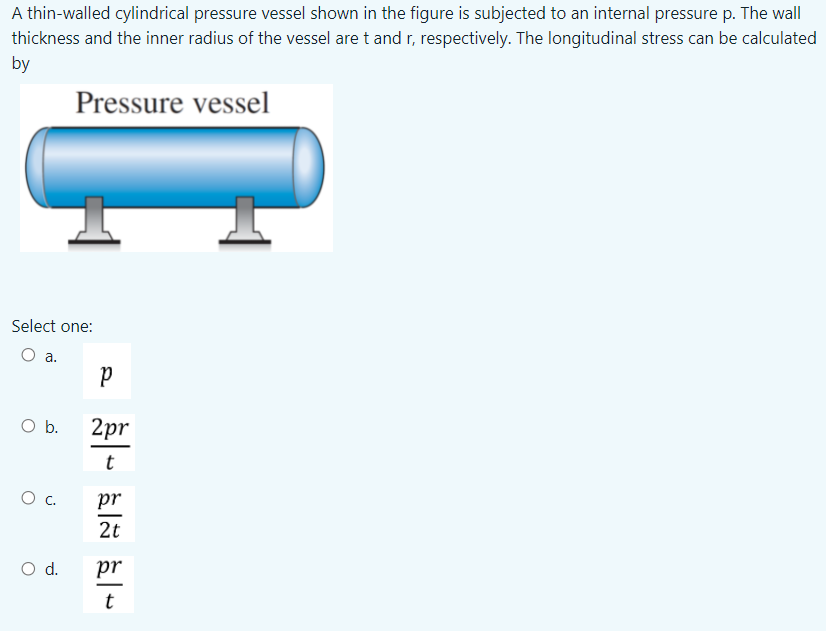 Solved A thin-walled cylindrical pressure vessel shown in | Chegg.com