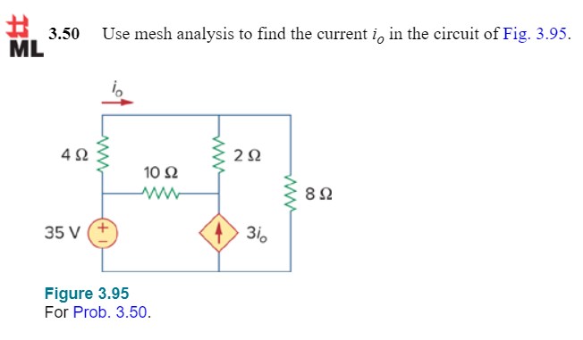 Solved Η 3.50 Use mesh analysis to find the current i, in | Chegg.com