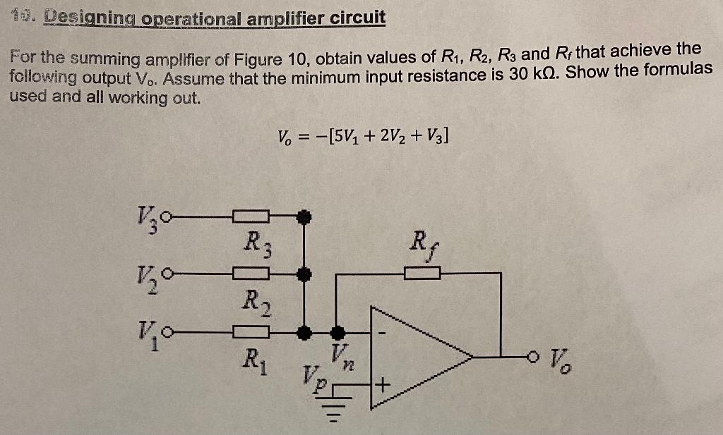 Solved 19. Designing operational amplifier circuit For the Circuit Diagram