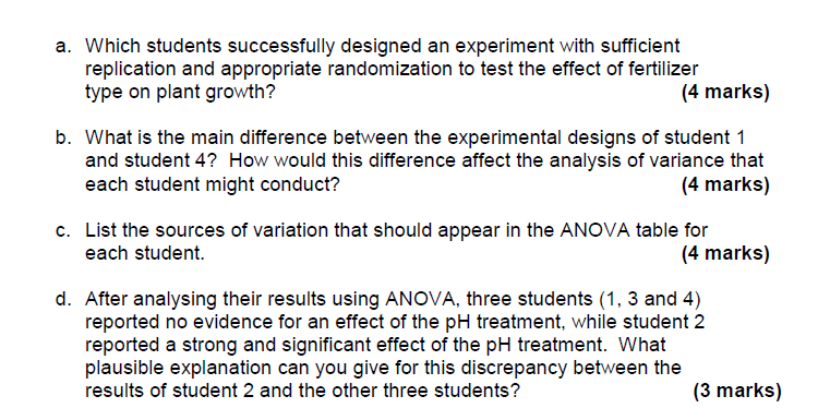 Solved Four students were asked to design and conduct an | Chegg.com