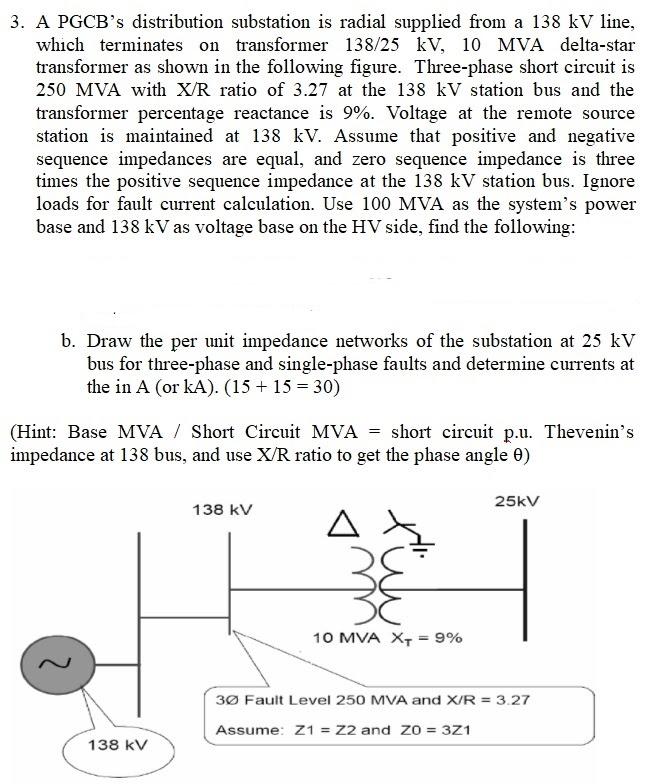 Solved 3. A Pgcb's Distribution Substation Is Radial 