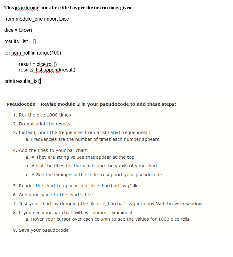 Solved This psuedocode must be edited as per the | Chegg.com