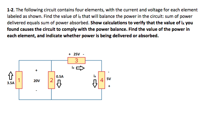 Solved 1-2. The following circuit contains four elements, | Chegg.com