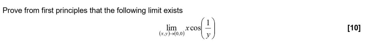 Solved Prove from first principles that the following limit | Chegg.com