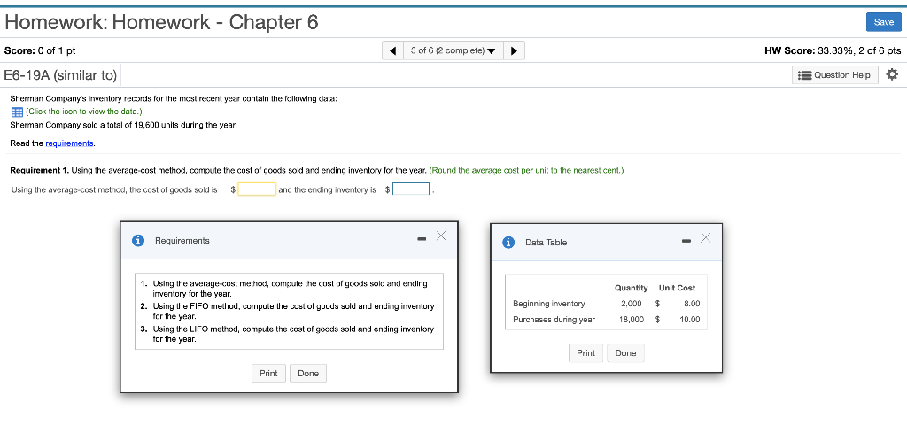 Solved Homework: Homework - Chapter 6 Save Score: 0 of 1 pt | Chegg.com