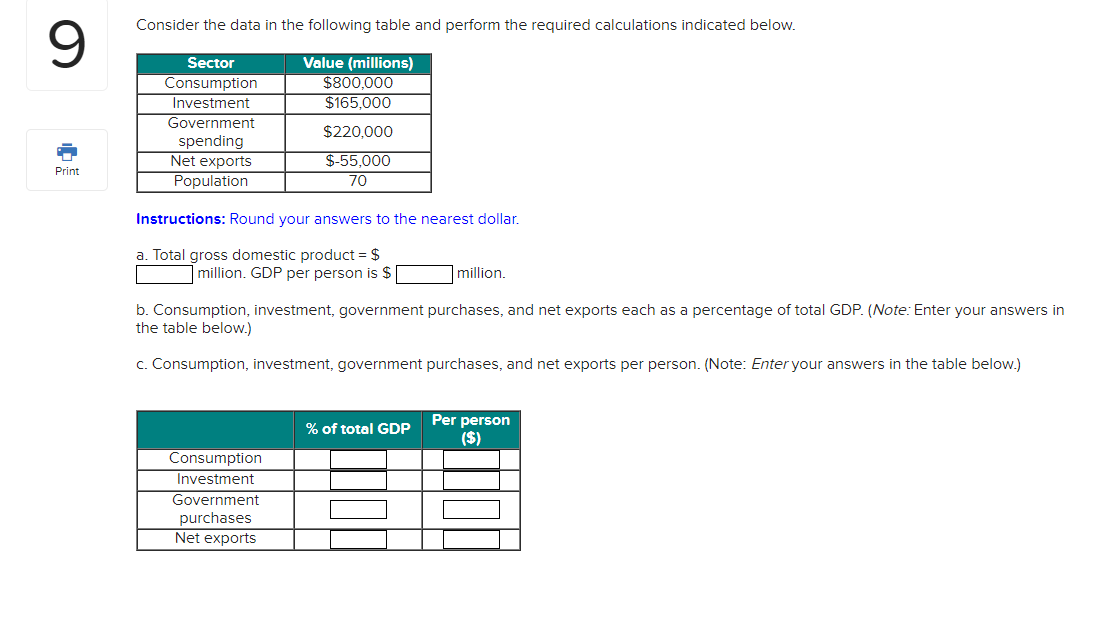 Solved Consider the data in the following table and perform | Chegg.com