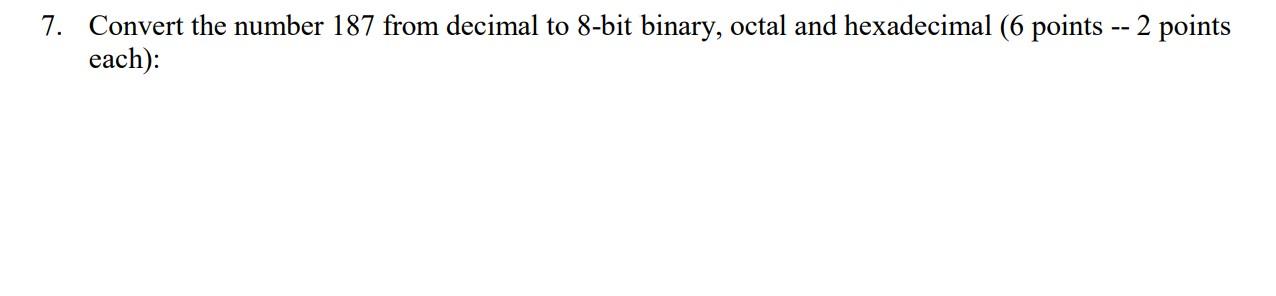 convert 187 decimal number to 8 bit binary