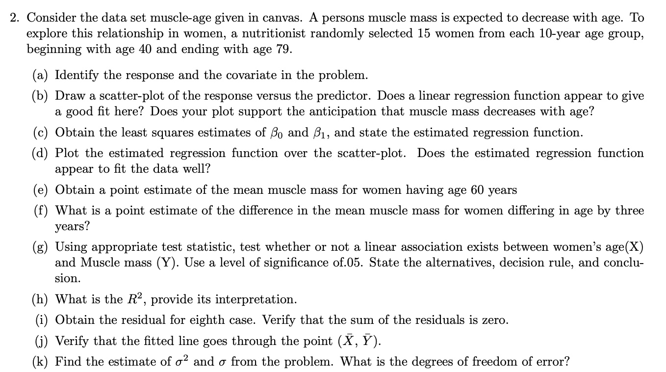 Solved Consider the data set muscle-age given in canvas. A | Chegg.com