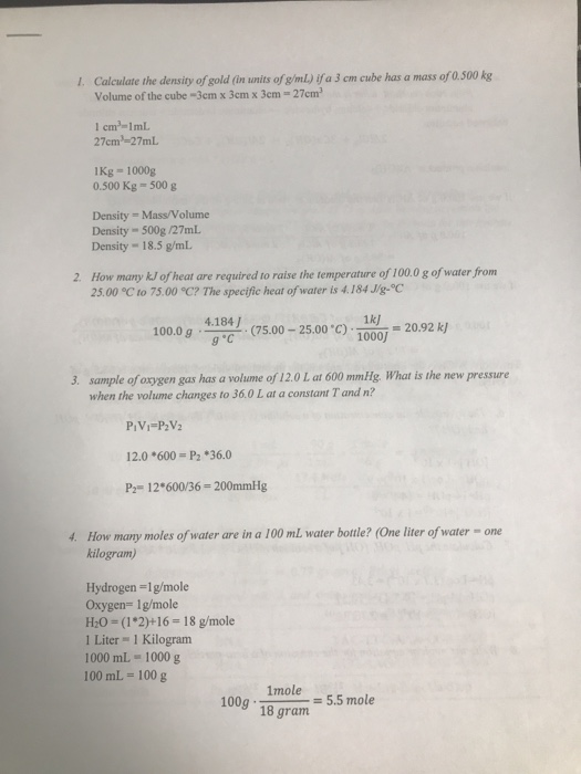 Solved Calculate the density of gold (in wnits ofg/ml) ifa 3 | Chegg.com