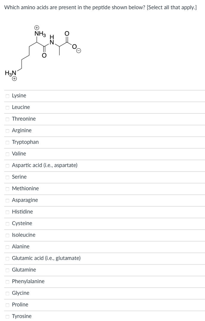 Solved Which amino acids are present in the peptide shown | Chegg.com