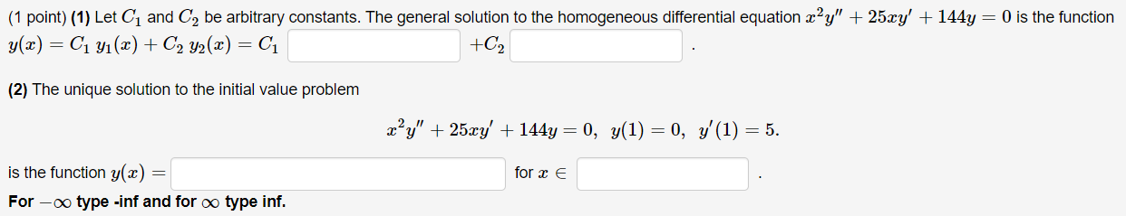 Solved (1 Point) (1) Let C1 And C2 Be Arbitrary Constants. | Chegg.com