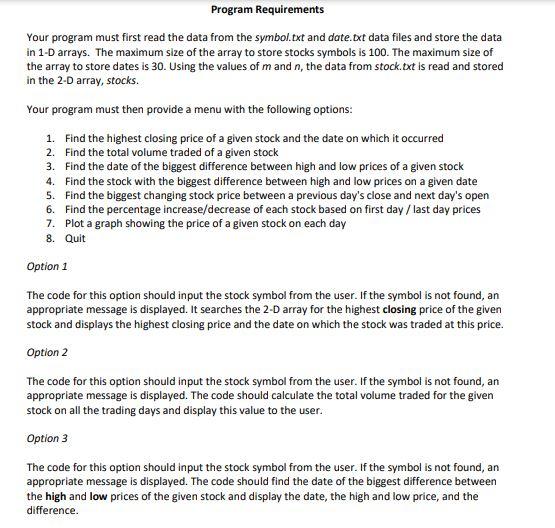 Program Requirements Your program must first read the | Chegg.com