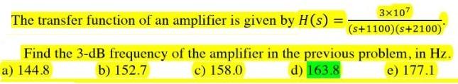 Solved The transfer function of an amplifier is given by | Chegg.com