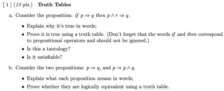 Solved 1 13 Pts Truth Tables A Consider The Chegg Com