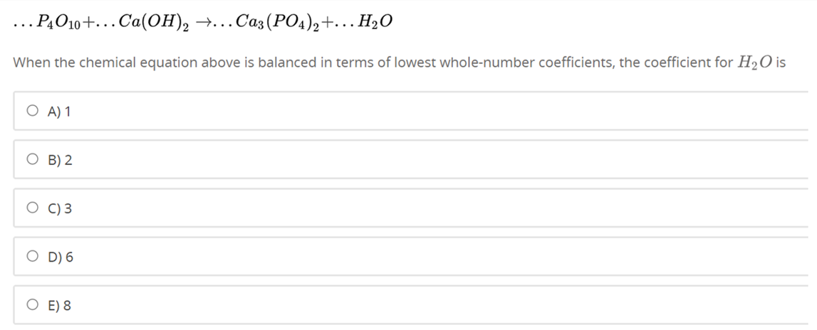 Solved …P4O10+…Ca(OH)2→…Ca3(PO4)2+…H2O When the chemical | Chegg.com