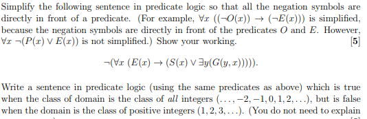 Solved Simplify the following sentence in predicate logic so | Chegg.com