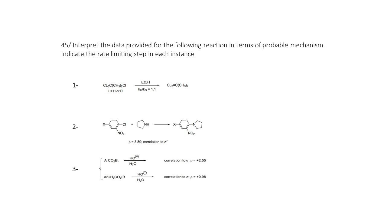 Solved 45  Interpret The Data Provided For The Following 