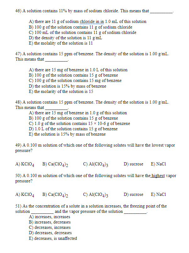 Solved 39) Which of the following choices has the compounds | Chegg.com