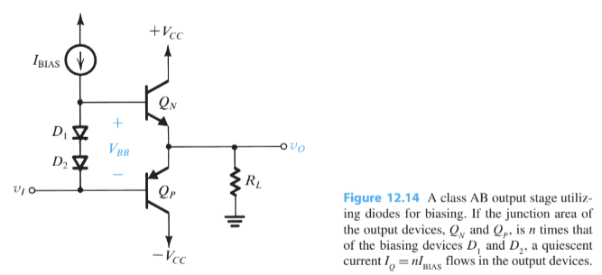 Solved D 12.24 A class AB output stage using a two-diode | Chegg.com