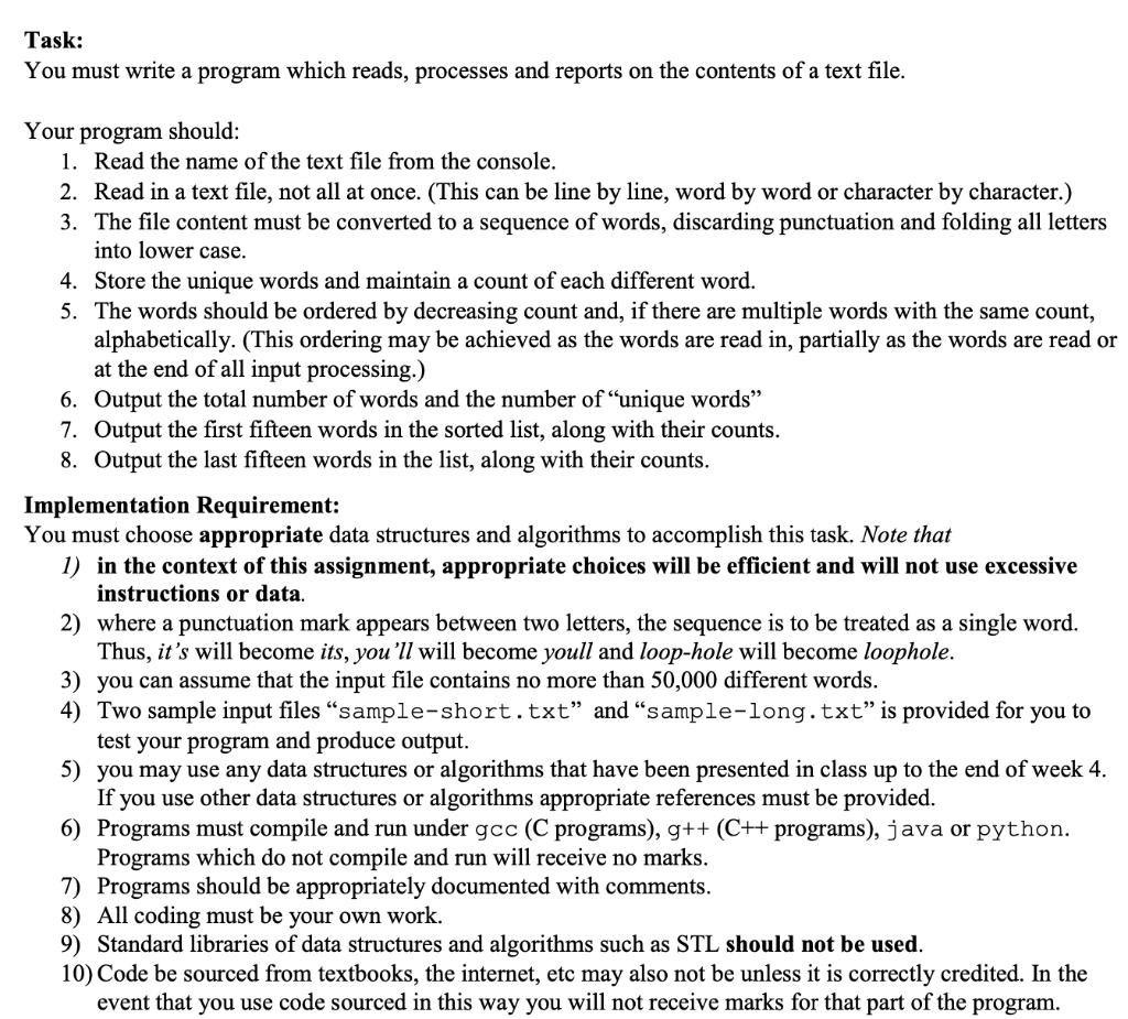 Solved Task: You must write a program which reads, processes | Chegg.com