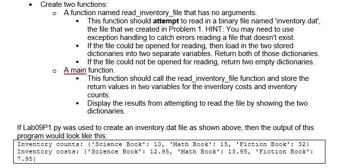Solved Create two functions: o A function named | Chegg.com