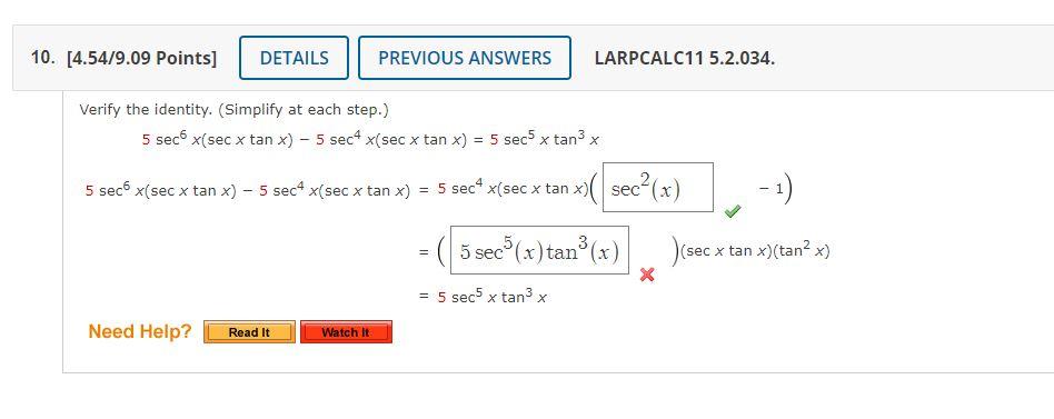 Solved Verify The Identity Simplify At Each Step