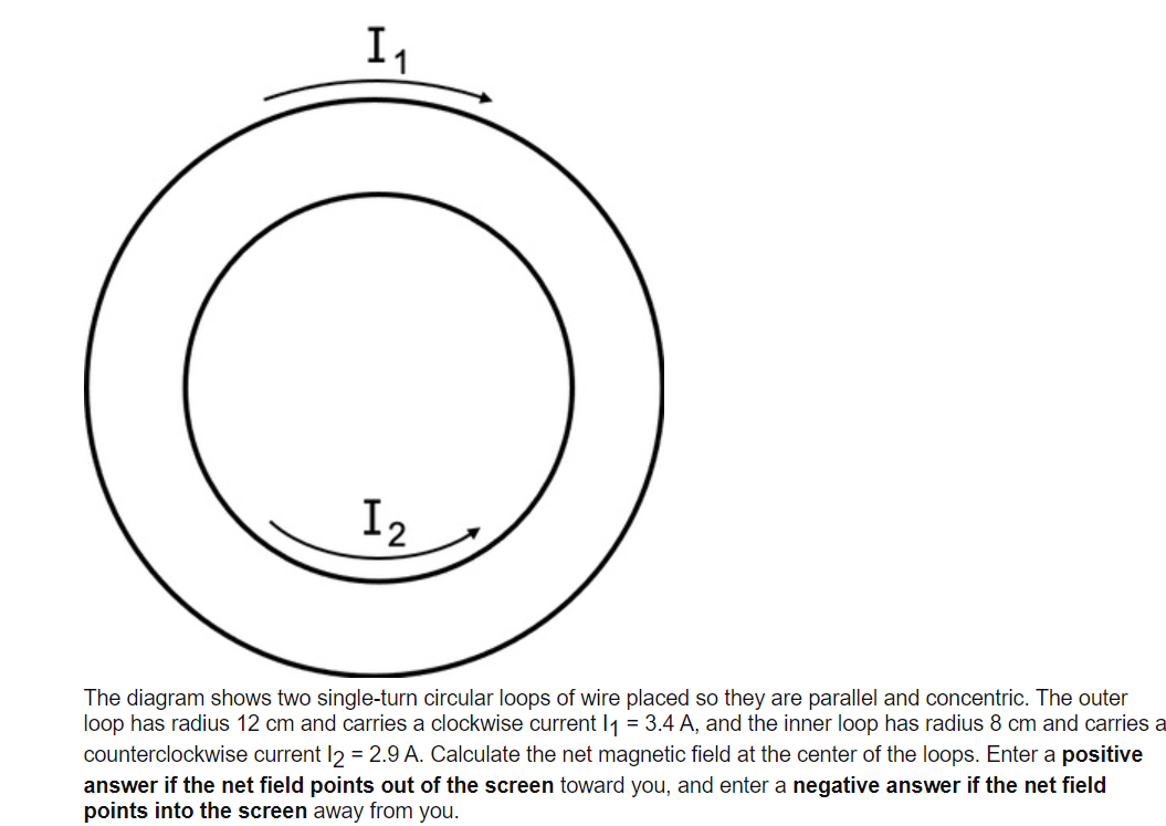 Solved 11 I2 The diagram shows two single-turn circular | Chegg.com