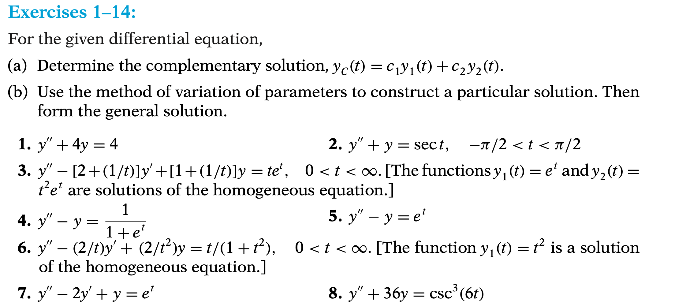 Solved Exercises 1 14 For The Given Differential Equation