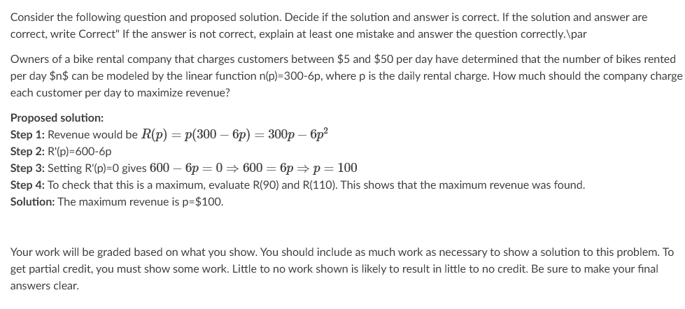 Solved Consider the following question and proposed | Chegg.com