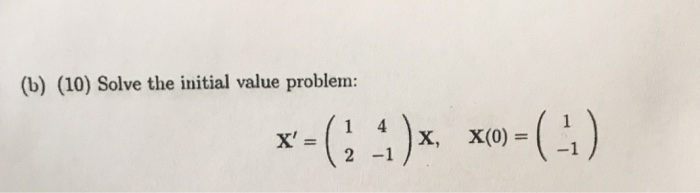 Solved (b) (10) Solve The Initial Value Problem: X(0) =(-1 | Chegg.com