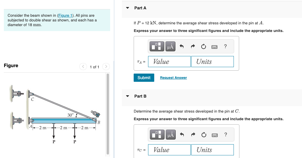 Solved Consider The Beam Shown In Subjected To Double Shear | Chegg.com