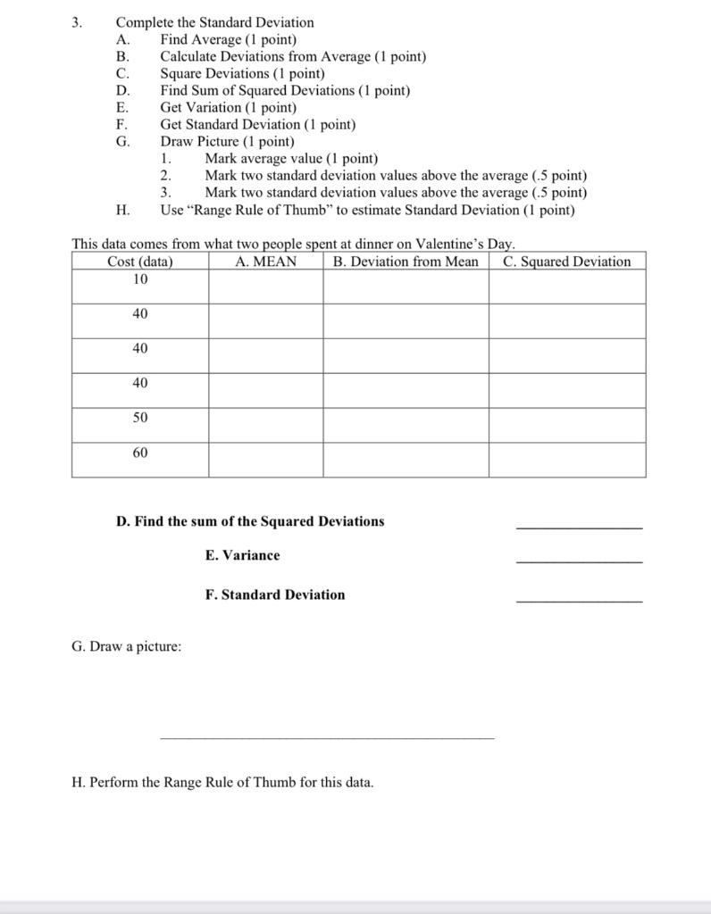 Solved 3. Complete the Standard Deviation A. Find Average ( | Chegg.com