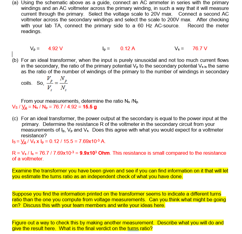Np Ns Ap ہ Vp Velle Lecce S Set Voltage To High Chegg Com