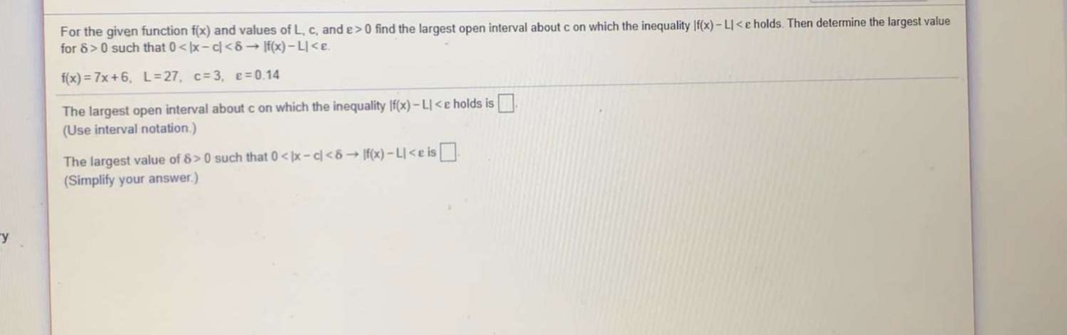 Solved Use the graph below to find a 8> 0 such that for all | Chegg.com