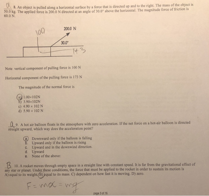 Solved 8. An object is pulled along a horizontal surface by | Chegg.com