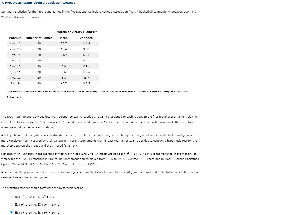 population variance hypothesis test calculator